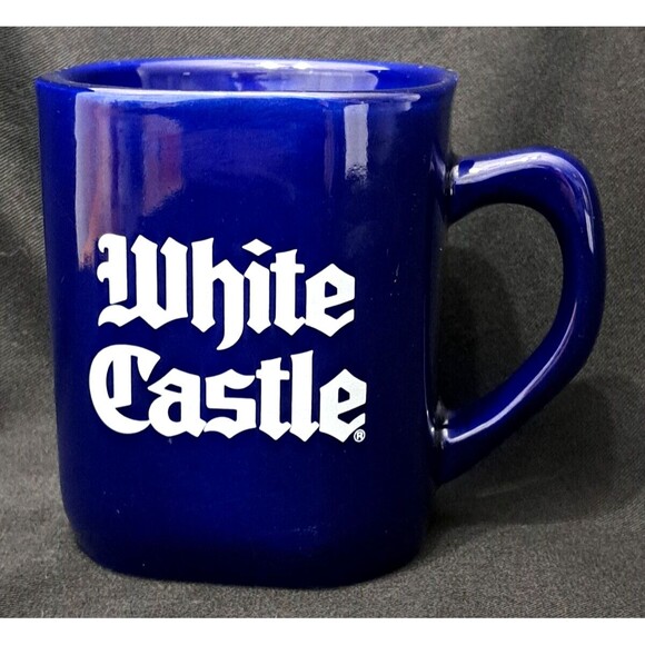 Vintage 1995 WHITE CASTLE Cobalt Blue Square Mug "Since 1921" - Picture 1 of 7